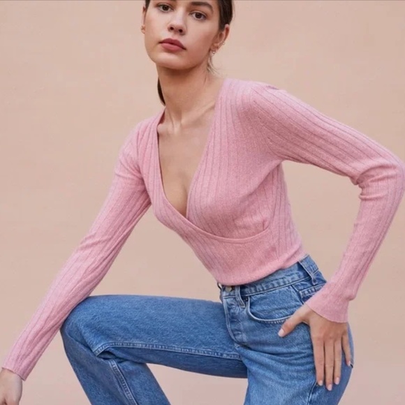 Reformation Sweaters - Reformation Cashmere Faux Wrap Sweater XS